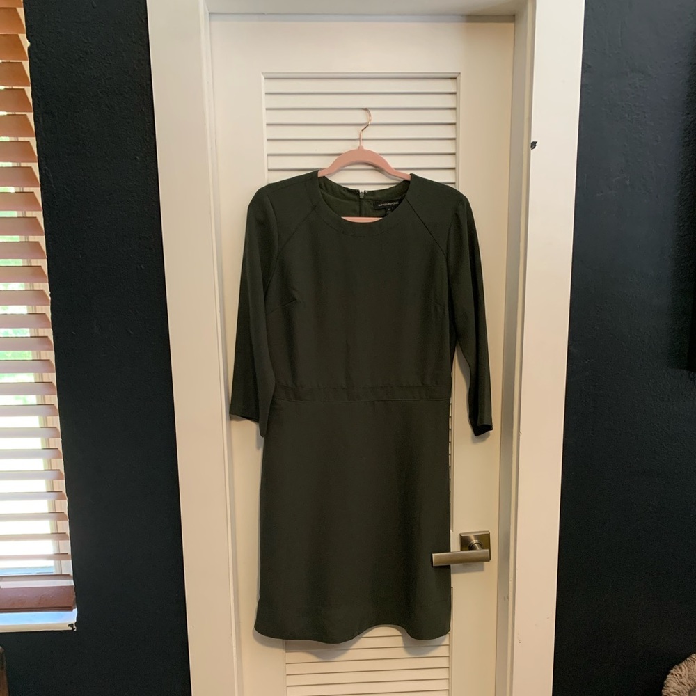 Banana Republic long sleeve hunter green swing mini dress (cocktail, work)